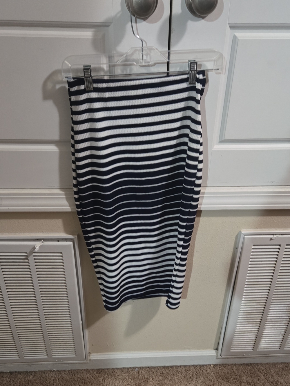 Striped Navy and White Pencil Skirt